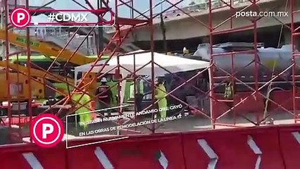 Instalan nuevamente andamio en obras de remodelación de línea 12 del Metro