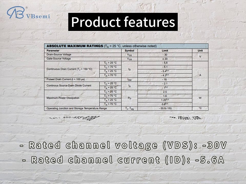 SSM3J305T-VB is a SOT23 package P-Channel field effect MOS tube