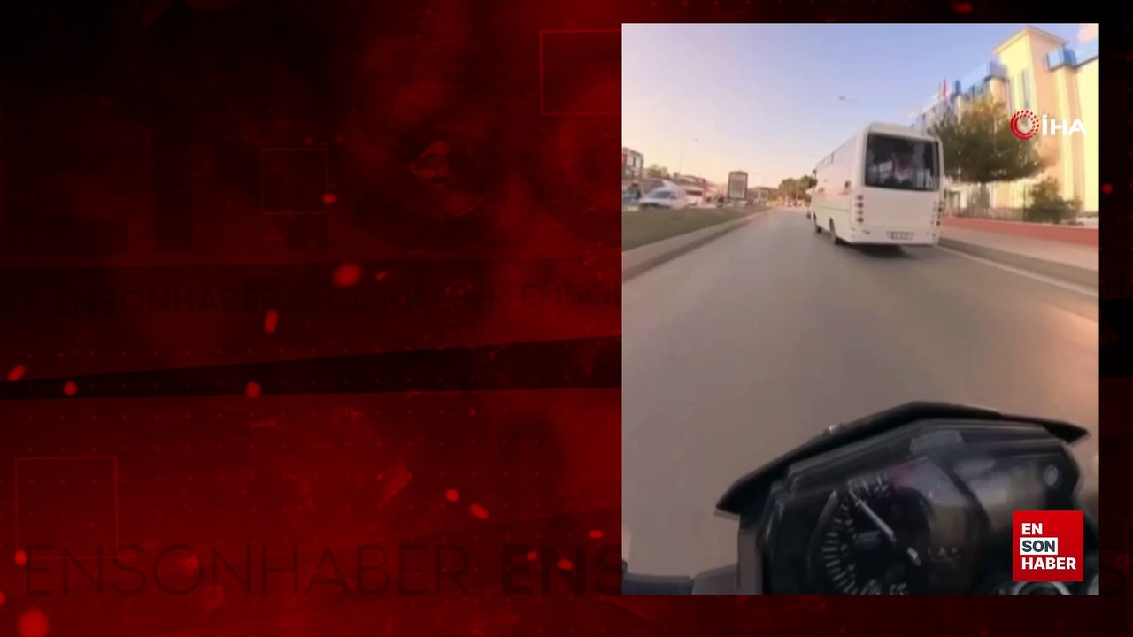 Edirne'de motosiklet sürücüsünün ölümle burun buruna geldiği anlar