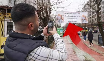 Sevgililer Günü'nde şaşkına çeviren pankart: Tartıştığı eşine böyle seslendi