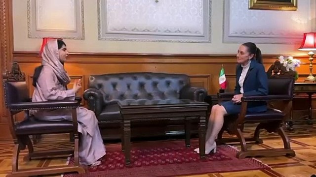 Claudia Sheinbaum recibe a Malala Yousafzai en Palacio Nacional