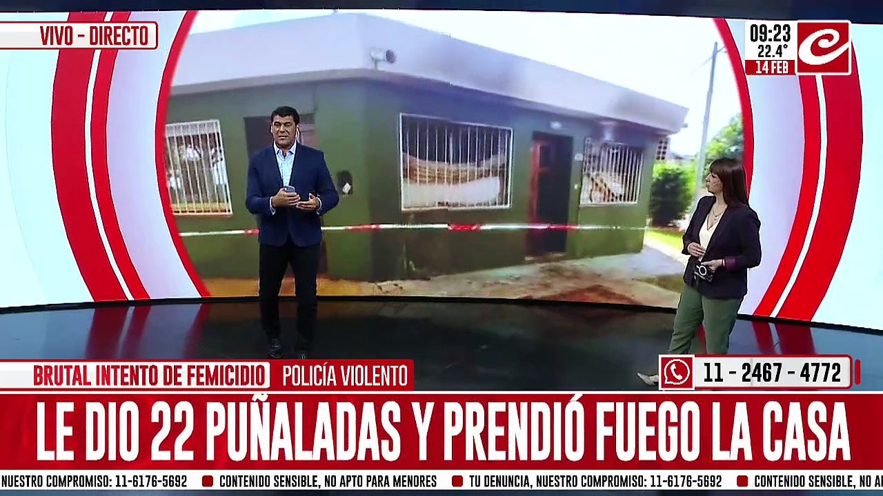 Polica  apuñalo 22 veces a su pareja e incendio la casa