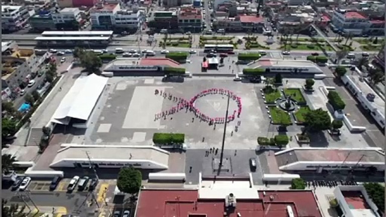Mujeres de Nezahualcóyotl crean moño humano rosa para concientizar ...