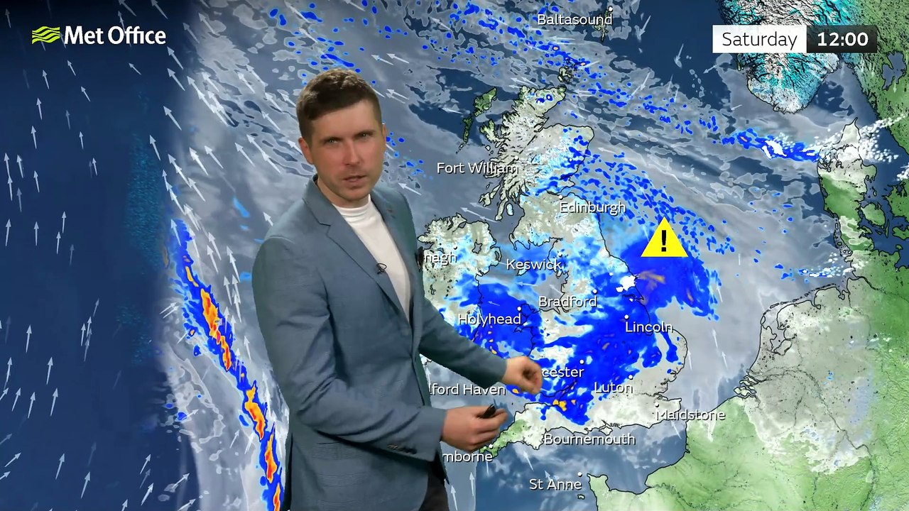 Met Office Friday evening weather forecast 14/02/2025 - Wet weather arriving from the southwest