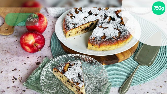 Gâteau aux pommes et pépites de chocolat à la poêle