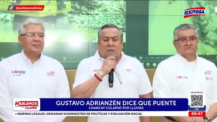 Gustavo Adrianzén afirma que colapso de puente en Chancay se debió a fuertes lluvias