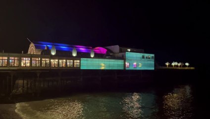 Aberystywth pier used to project Gwyl Cariad festival finale images