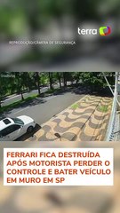 Ferrari fica destruída após motorista perder o controle e bater veículo em muro em SP #shorts