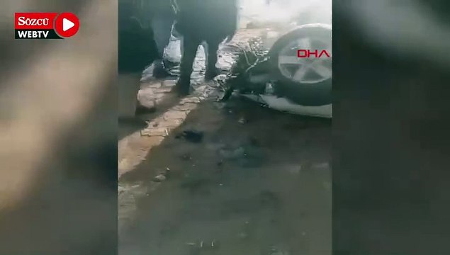 Otomobiliyle evin bahçesine uçan alkollü sürücünün ricası; Ne olur polisi aramayın