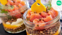 Verrines lentilles moutardées et saumon fumé