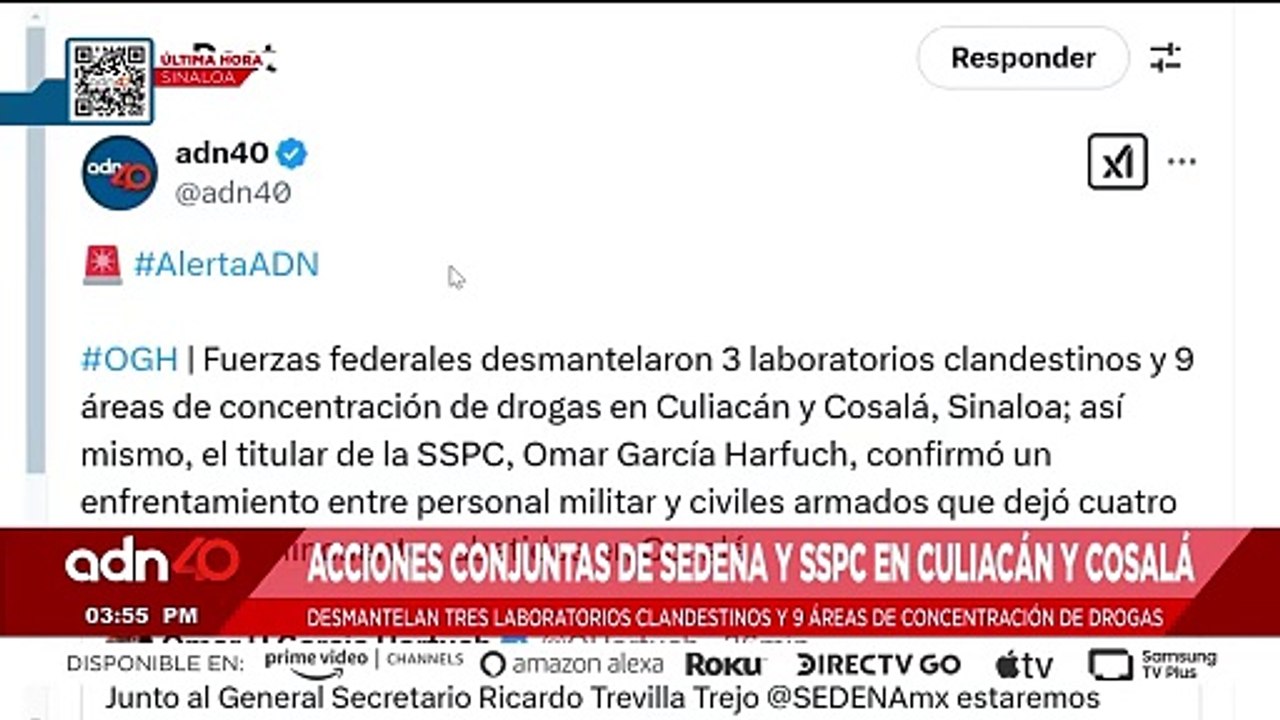 🚨¡Última Hora! Fuerzas federales desmantelan tres laboratorios clandestinos en Culiacán y Cosalá