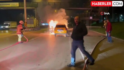 Bursa'da Seyir Halindeki Araç Alev Aldı