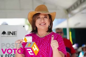 Xóchitl Gálvez vota en compañía de sus hijos