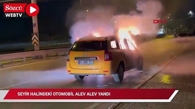 Bursa'da seyir halindeki otomobil alev alev yandı: o anlar kamerada