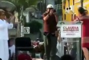 Claudia Sheinbaum sufre caída durante mitin en Mazatlán