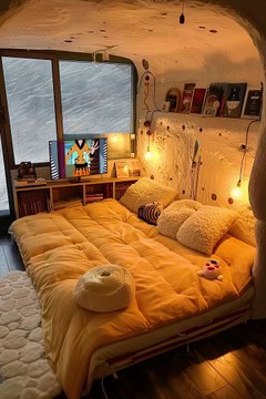 On a snowy day, in such a cozy mountain cave cabin, who would you most like to stay with? #CozyNest #AtmosphericVibes #HealingVibes