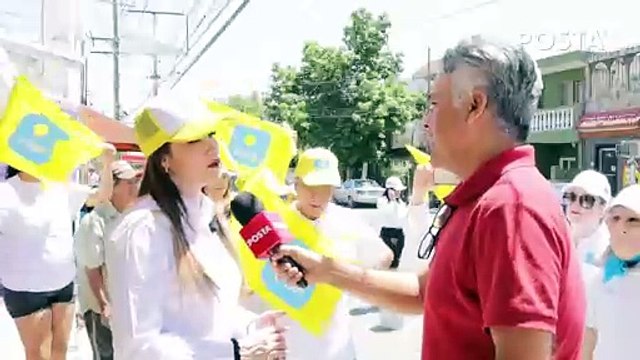 “Defenderé a mujeres maltratadas”: Marina de la Garza camina con todo y botargas