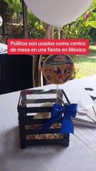 Usan pollitos como centros de mesa en fiesta, enfurecen en redes sociales