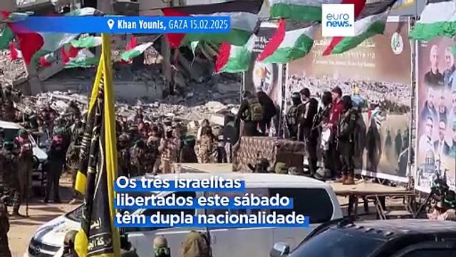Hamas liberta três reféns israelitas em troca de mais de 300 prisioneiros palestinianos