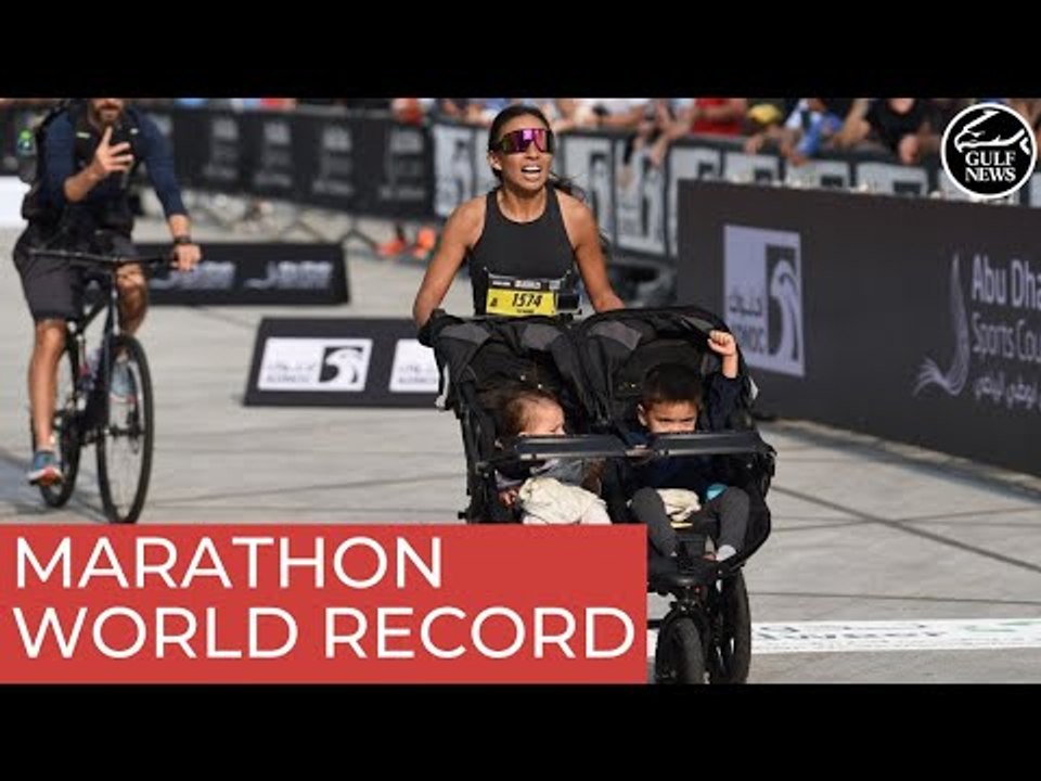 Guinness World Record attempt: Canadian mum in Dubai completes marathon with 2 kids in double pram