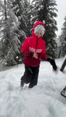 Girl gets a funny reminder that swinging over a snowy surface comes with unexpected risks