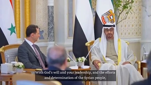 Syrian President Bashar Al Assad meets with The UAE President, HH Sheikh Mohamed bin Zayed Al Nahyan