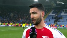 Mikel Merino pitch interview: "It' a good day to be striker" | Arsenal vs. Leicester 2025