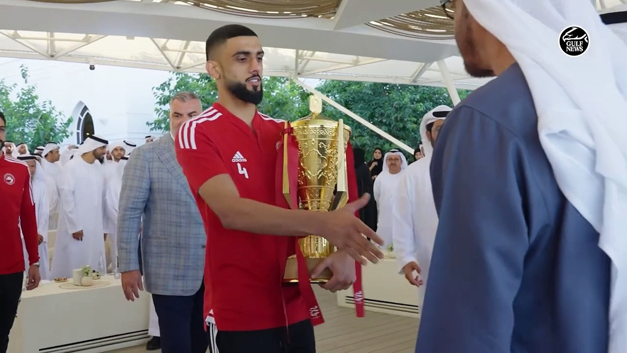 UAE President Sheikh Mohammed Bin Zayed receives victorious Sharjah football team