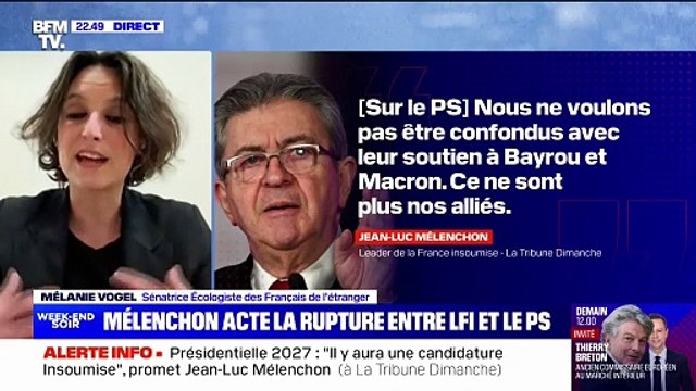 Jean-Luc Mélenchon ou François Hollande: pour Mélanie Vogel, sénatrice écologiste, aucune de ces deux options n'est une solution pour la gauche à la présidentielle de 2027