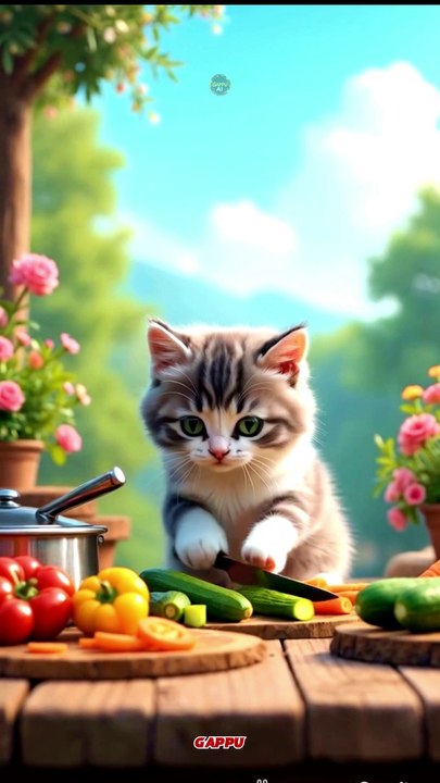 Cat Chopping Vegetables #cat #chopping #ai #animal #memes #funnyvideo
