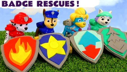 Paw Patrol Chase and Marshall have fun rescuing their Badges