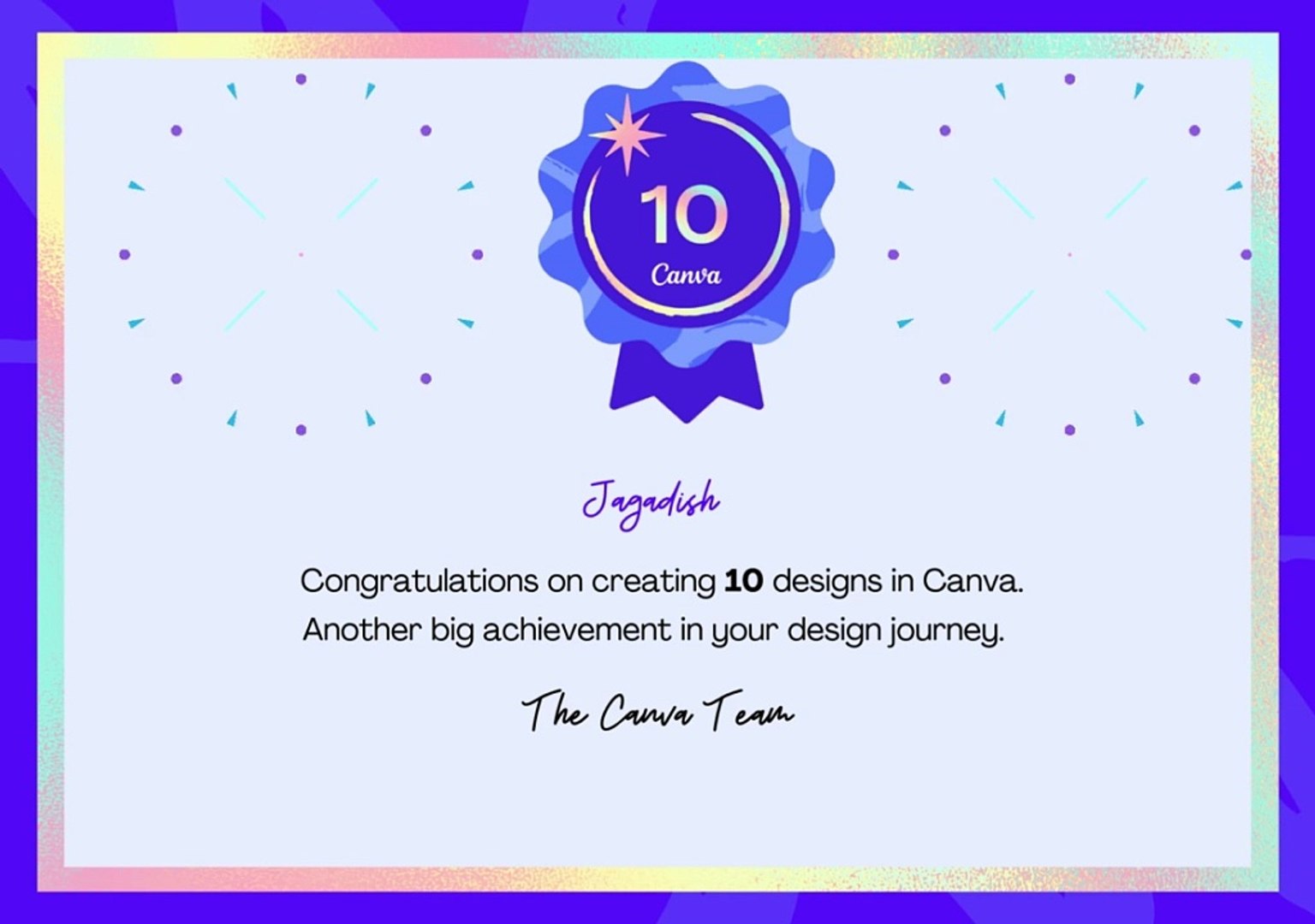 Canva 10 Design Milestone Badge