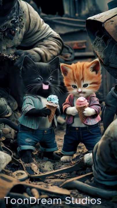 Two Cool Cats Sharing Ice Cream – Cutest Duo Ever
