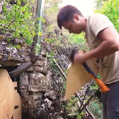 ⛰ Cave Survival - Mysterious Shelter Construction 🏕 #viralvideo #wildernesslife #camping