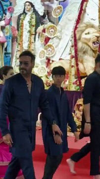 Ajay Devgn Wife Kajol & son Yug at Durga Puja Pandal in Mumbai