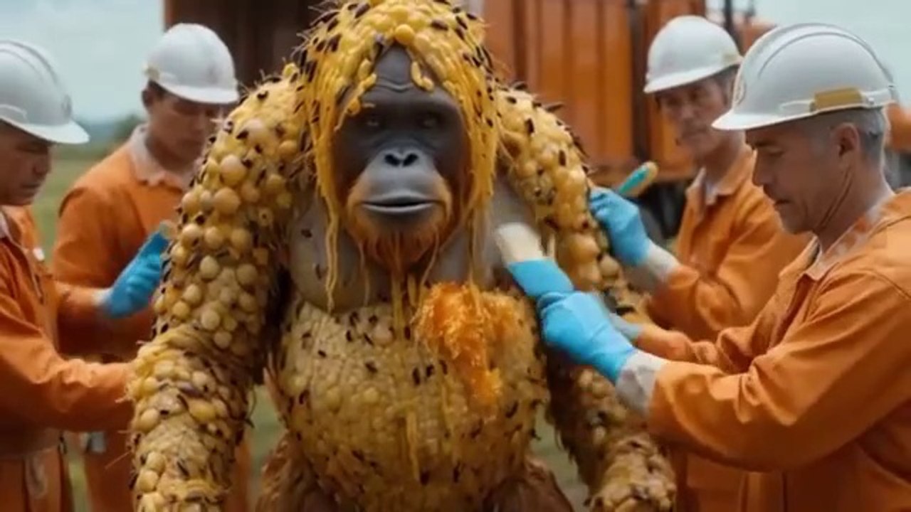 Orangutan Covered In Millions Of Parasites And Bees Rescued By Brave Rescuers