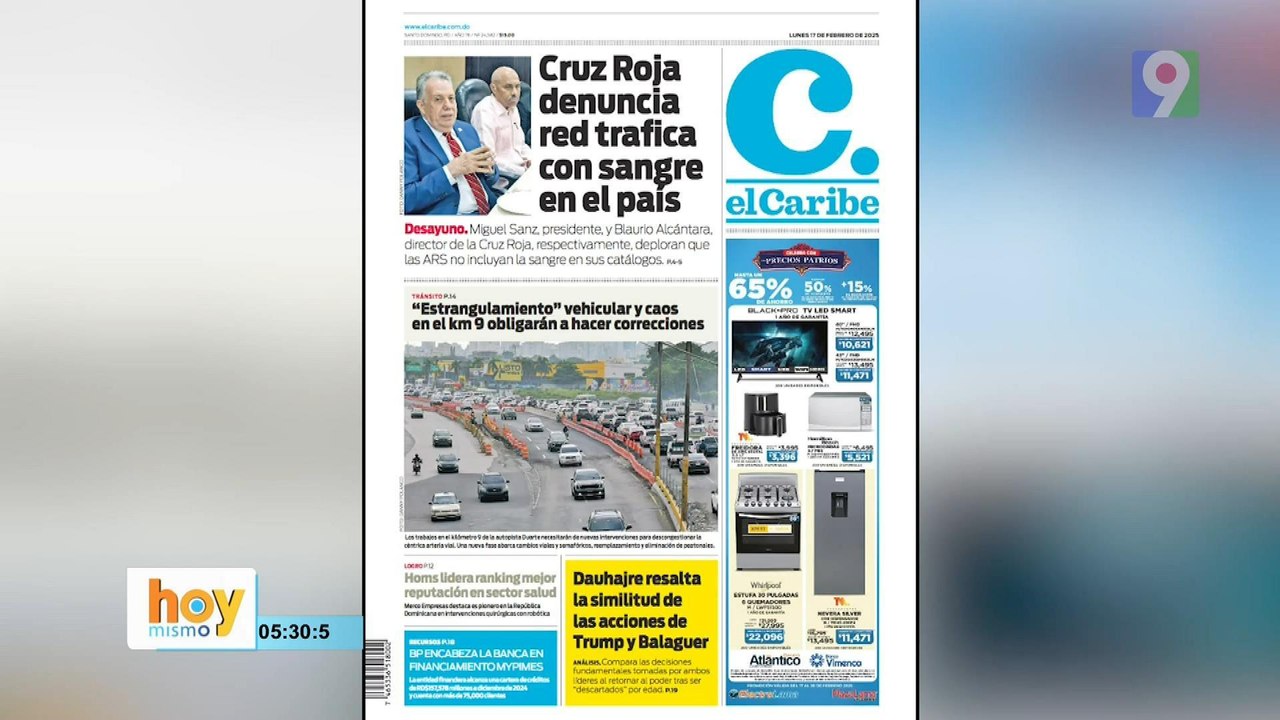 Titulares prensa dominicana lunes 17 de febrero  2025 | Hoy Mismo