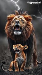 Majestic Father Lion Protects & Bonds with His Cub | King of the Wild