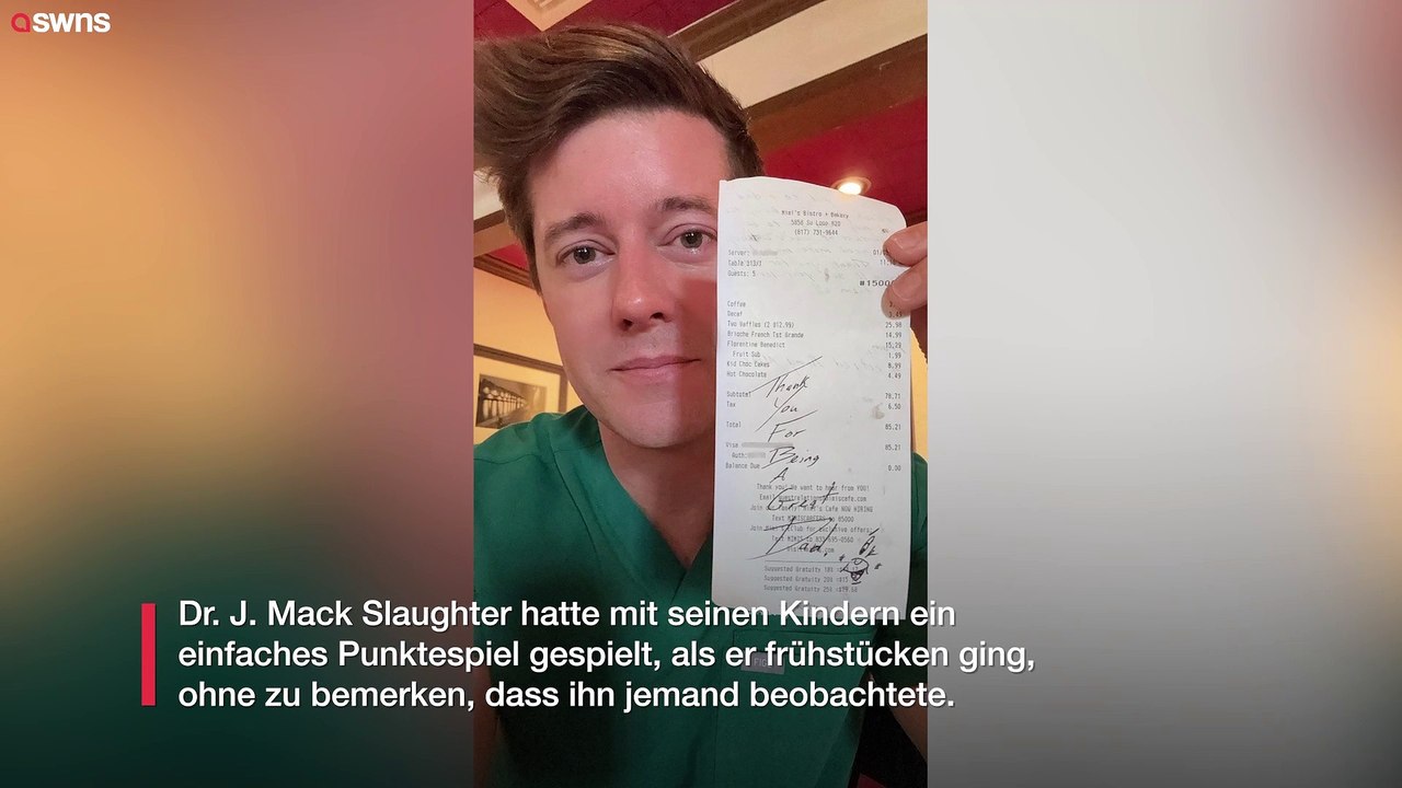 Fremder bezahlt die Frühstücksrechnung der Familie und hinterlässt ein herzliches Lob für den Vater