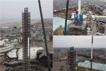 Watch as 200ft cylinder lifted into place on Pleasure Beach Resort's re-imagined ride