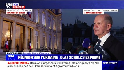 Olaf Scholz: "Nous sommes prêts à dépenser au moins 2% de notre PIB (...) pour l'avenir de la défense de l'Europe"