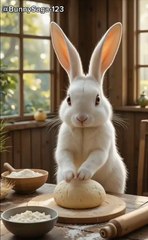 Chef rabbit’s first pizza—will it be a flop? 😲