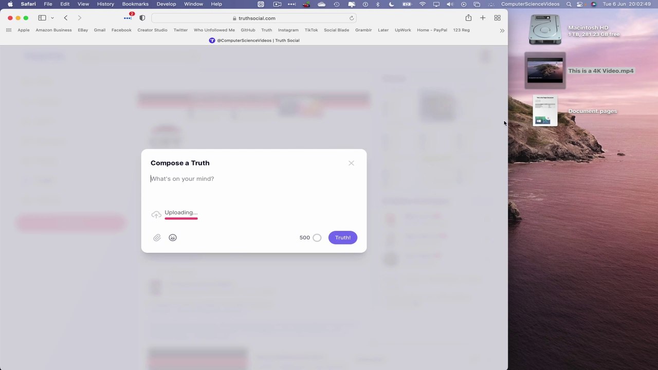 How to UPLOAD a 4K Video On TRUTH SOCIAL Using a Desktop Computer / MAC - Basic Tutorial | New