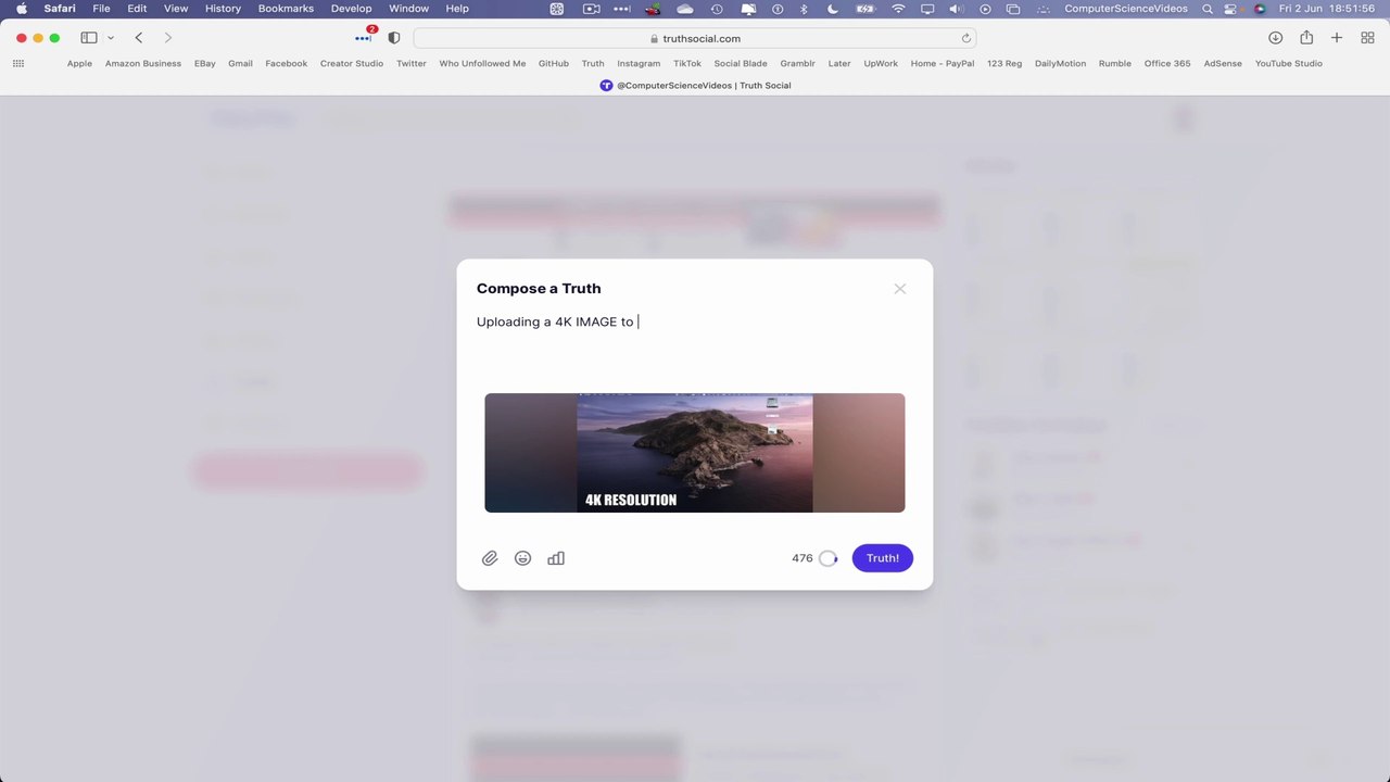 How to UPLOAD a 4K Image On TRUTH SOCIAL Using a Desktop Computer / MAC - Basic Tutorial | New