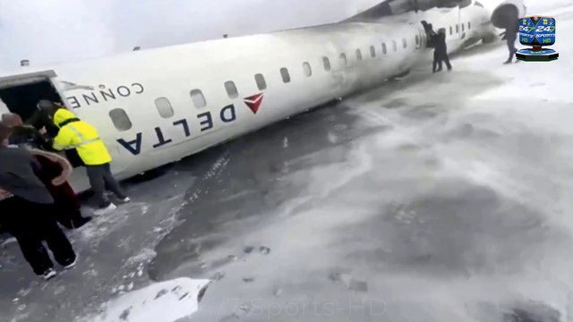 Delta plane crashes & flips on its ROOF at Toronto airport with 15 victims rushed to hospital after crawling from wreck