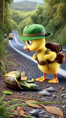 Cute duck saves turtle from accident 🐥 _DuckRescue _CuteAnimals _AnimalRescue(720P_HD)