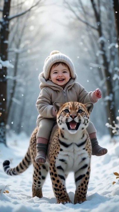 Micro Leopard Playing with baby