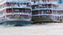 মাঝনদীতে দুটো লঞ্চের সংঘর্ষ _ ভয়াবহ দুর্ঘটনা থেকে রক্ষা পেলো হাজার হাজার যাত্রী _ Launch Accident