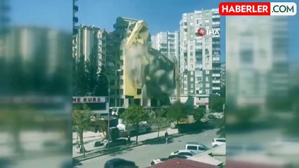 Adana'da Ağır Hasarlı Bina Kontrollü Olarak Yıkıldı