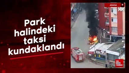 Adana'da park halindeki taksi kundaklandı